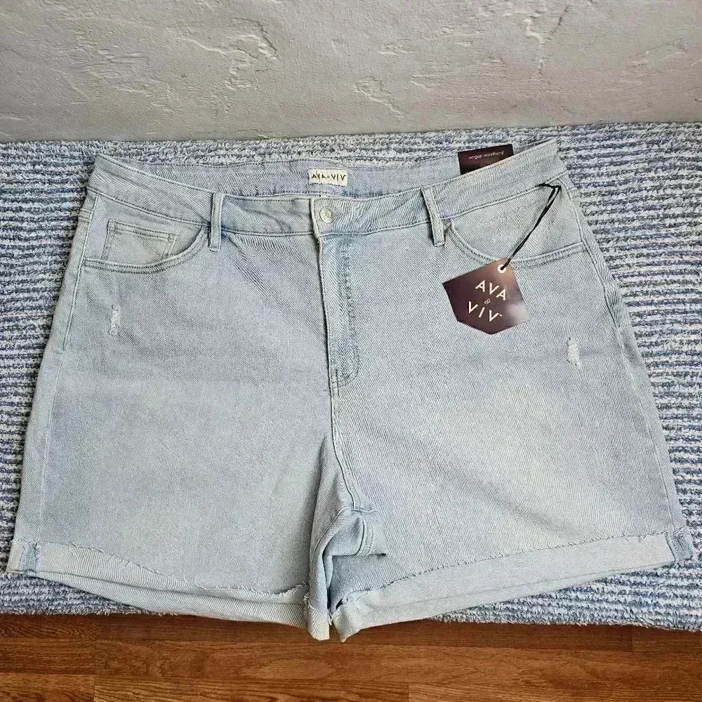 Ava & Viv  denim  shorts‎ SIZE 24W 7'' INSEAM NWT